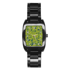 Green And Blue Stainless Steel Barrel Watch