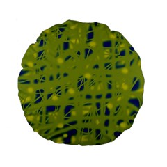 Green And Blue Standard 15  Premium Flano Round Cushions