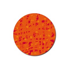 Orange Rubber Coaster (round)  by Valentinaart