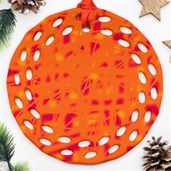 Orange Round Filigree Ornament (2side) by Valentinaart