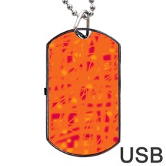 Orange Dog Tag Usb Flash (two Sides) 