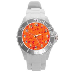 Orange Round Plastic Sport Watch (l)