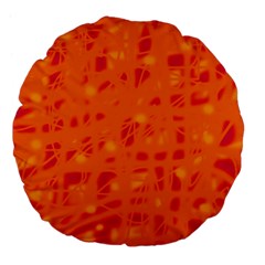 Orange Large 18  Premium Flano Round Cushions