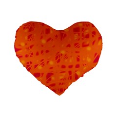 Orange Standard 16  Premium Flano Heart Shape Cushions