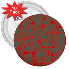 Red And Brown 3  Buttons (10 Pack) 