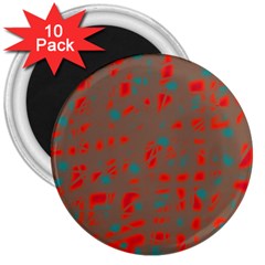 Red And Brown 3  Magnets (10 Pack) 