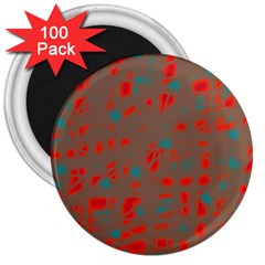 Red And Brown 3  Magnets (100 Pack)