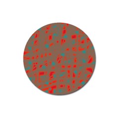 Red And Brown Magnet 3  (round)