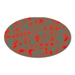 Red And Brown Oval Magnet by Valentinaart