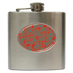 Red And Brown Hip Flask (6 Oz)