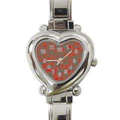 Red And Brown Heart Italian Charm Watch by Valentinaart