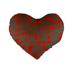 Red And Brown Standard 16  Premium Heart Shape Cushions