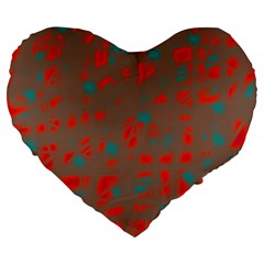 Red And Brown Large 19  Premium Flano Heart Shape Cushions by Valentinaart