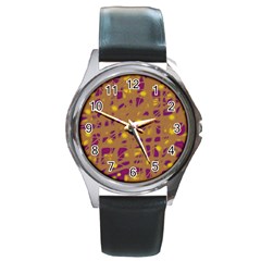 Brown And Purple Round Metal Watch