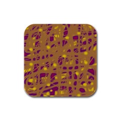 Brown And Purple Rubber Square Coaster (4 Pack) 