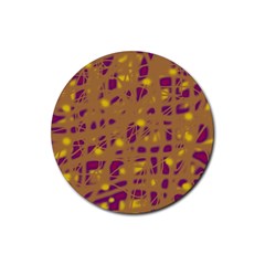 Brown And Purple Rubber Round Coaster (4 Pack) 