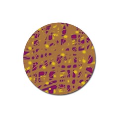 Brown And Purple Magnet 3  (round) by Valentinaart