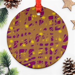 Brown And Purple Round Ornament (two Sides) 