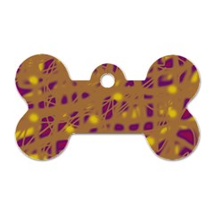 Brown And Purple Dog Tag Bone (two Sides)