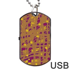 Brown And Purple Dog Tag Usb Flash (one Side)