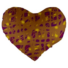 Brown And Purple Large 19  Premium Heart Shape Cushions