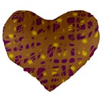 Brown and purple Large 19  Premium Heart Shape Cushions Back