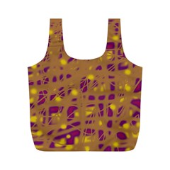 Brown And Purple Full Print Recycle Bags (m) 