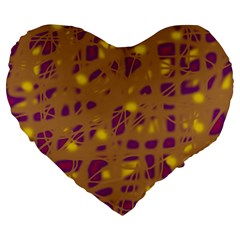 Brown And Purple Large 19  Premium Flano Heart Shape Cushions