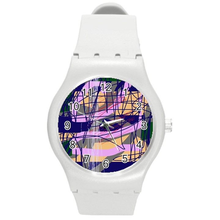 Abstract high art by Moma Round Plastic Sport Watch (M)