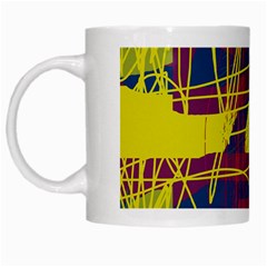 Yellow High Art Abstraction White Mugs by Valentinaart