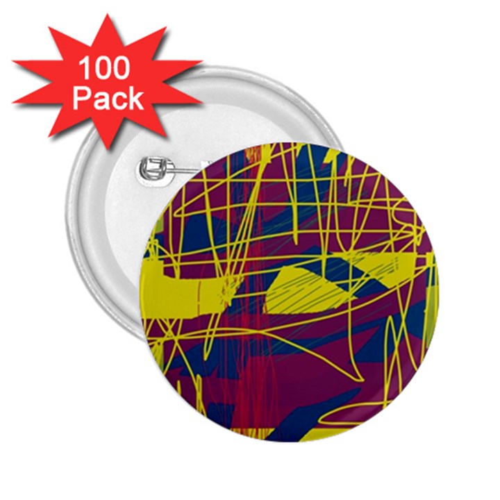 Yellow high art abstraction 2.25  Buttons (100 pack) 