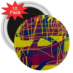 Yellow High Art Abstraction 3  Magnets (10 Pack)  by Valentinaart