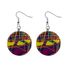 Yellow High Art Abstraction Mini Button Earrings