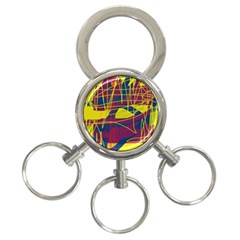 Yellow High Art Abstraction 3-ring Key Chains