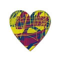 Yellow High Art Abstraction Heart Magnet