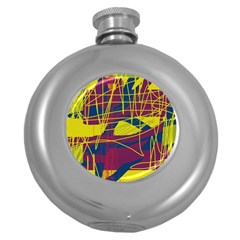 Yellow High Art Abstraction Round Hip Flask (5 Oz)