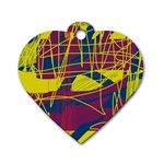 Yellow high art abstraction Dog Tag Heart (Two Sides) Back