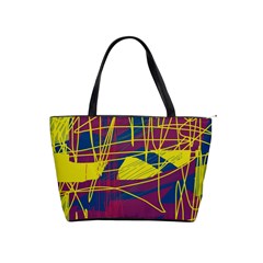 Yellow High Art Abstraction Shoulder Handbags