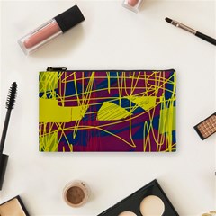 Yellow High Art Abstraction Cosmetic Bag (small)  by Valentinaart