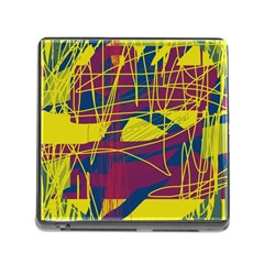 Yellow High Art Abstraction Memory Card Reader (square) by Valentinaart