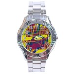 Yellow high art abstraction Stainless Steel Analogue Watch Front