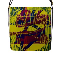 Yellow High Art Abstraction Flap Messenger Bag (l) 