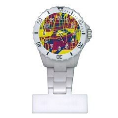 Yellow High Art Abstraction Plastic Nurses Watch by Valentinaart