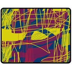 Yellow High Art Abstraction Double Sided Fleece Blanket (medium) 