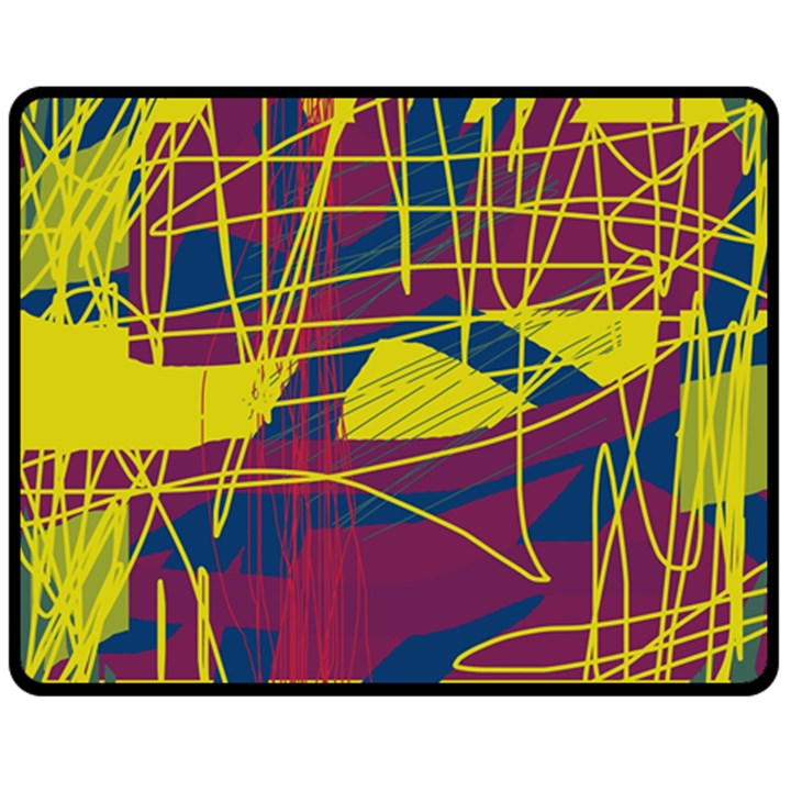 Yellow high art abstraction Double Sided Fleece Blanket (Medium) 