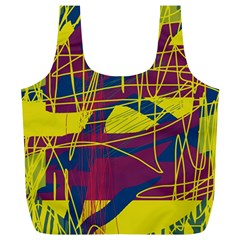 Yellow High Art Abstraction Full Print Recycle Bags (l)  by Valentinaart