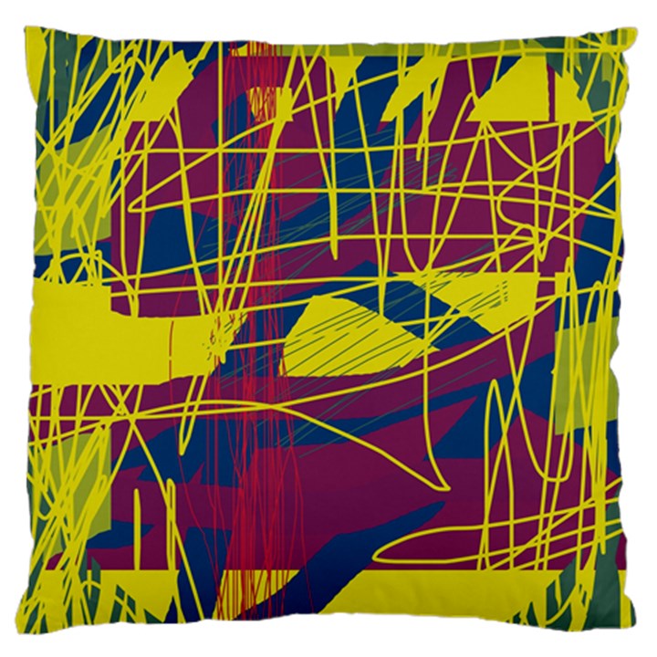 Yellow high art abstraction Large Flano Cushion Case (One Side)