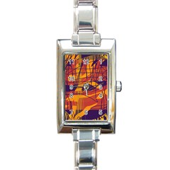 Orange High Art Rectangle Italian Charm Watch by Valentinaart