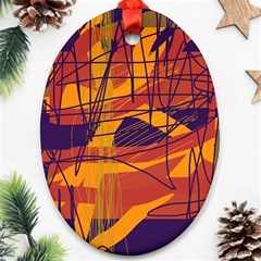 Orange High Art Ornament (oval)  by Valentinaart