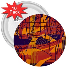 Orange High Art 3  Buttons (10 Pack) 